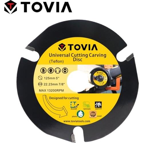 TOVIA 125mm Carbide Saw Blade 3 Teeth Circular Saw Blade Wood Carving Disc for Angle Grinder Cutting Wood Saw Disc Wood Cutter