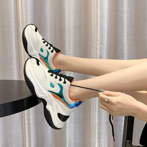 Spring womens sneakers Personalized color matching low-top fashion sequins lightweight casual wild trend womens shoes U21-95