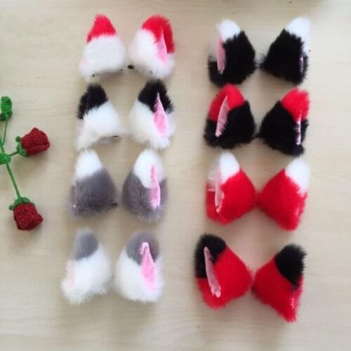 HOT Playful Anime Costume Cat Fox Ears Long Faux-Fur Hair Clip Pair Party Birthday Cosplay