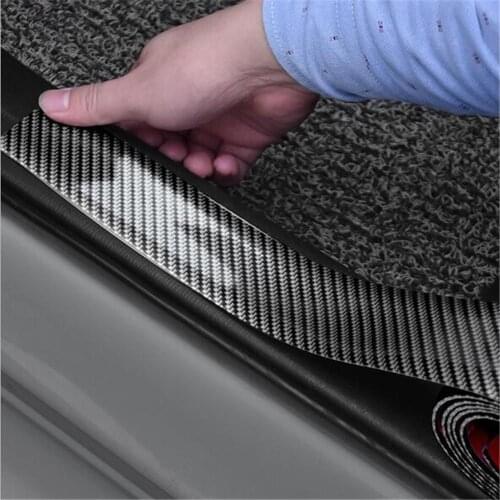 Carbon Fiber Car Bumper Protector Strips Door Sill Edge Guard DIY Car Stickers Auto Rubber Anti collision Moulding Trim Strip 1M