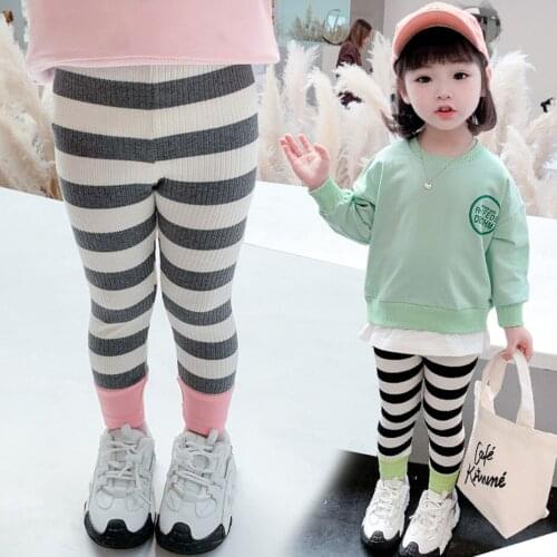 Toddler Girl Pants Stripe Sports Stretch Leggings for Kid Girls Sweatpants Kids Leggings Sport Trousers