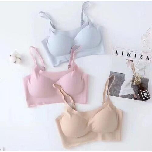 Free Women Ice Silk Dress Cutout Seamless Wirefree Padded Racerback One-piece Crop Top Bra