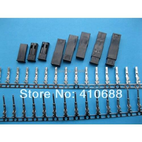1000 Set JST 2 Pin Housing and Pin Connector Female & Male Black Color