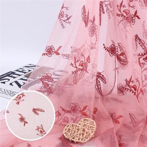 125cm Wide 2yards Net Fabric Lace Fabric Embroidered Flower DIY Laddy Dress Curtain Sewing Craft V2821