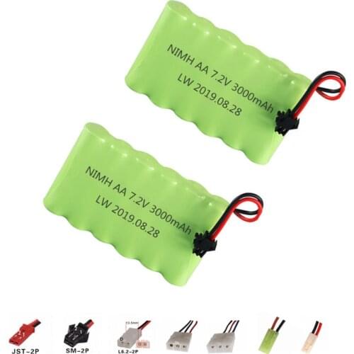 2 pcs 7.2v 3000mAh Ni-MH Battery For Rc toy Car Tank Train Robot Boat Gun 5*AA 7.2v Rechargeable Battery Pack
