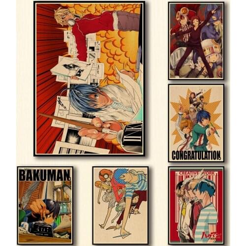 29 Designs Anime Bakuman Kraftpaper Poster Artwork Homedecal Fancy Wall Sticker for Coffee House Bar