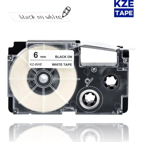 6mm Casio label tape Black on White compatible label tapes XR6WE XR 6WE XR-6WE for KL-60 typewriter KL-60SR KL120 EZ Label Maker