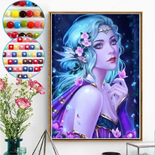DIY Diamond Painting Fairy Girl Portrait Home Decoration Mosaic Beaded Embroidery Picture Of Rhinestone Cross Stitch Kit