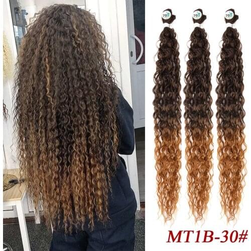 Synthetic Hair Extensions Kinky Curly Hair Bundles Black Dark Ombre Brown 3Pcs/100G 26 28 30'' Super Long Synthetic Wave Hair