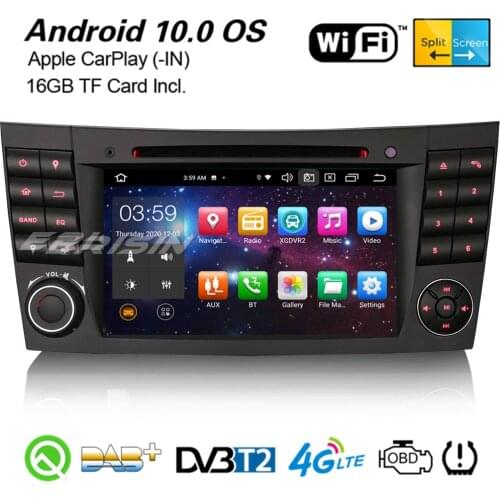 Erisin Android 10.0 Car Stereo CarPlay GPS WiFi BT TPMS DAB+ OBD2 DVR USB CD Navi For Mercedes-Benz E/CLS/G Class W211 W463 5180