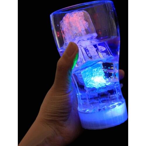 Behogar 12pcs LED Glowing Light Up Ice Cubes Slow Flashing Color Changing Cup Light Without Switch for Wedding Party Decoration