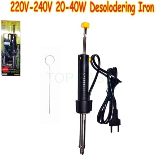 Free shipping 220V 25-40W Electric Vacuum Solder Sucker | Desoldering Pump Iron Gun Welding Tool 019x Europ plug cable