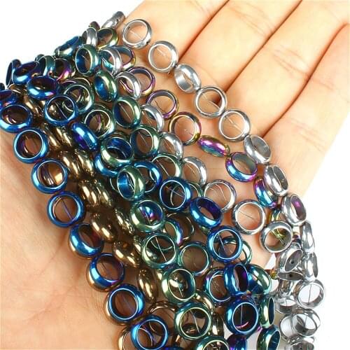 Natural Stone Hematite Beads 10x3mm Plating Colorful Round Ring Jewelry Making DIY Necklace Bracelet Earrings Accessories 16Inch