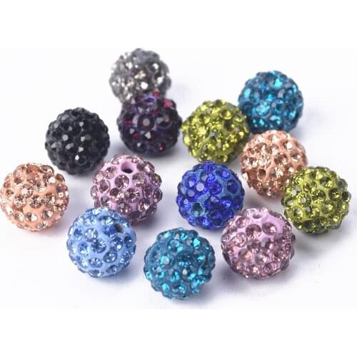 10pcs 10mm Random Mixed Colors Round Crystal Glass Ball & Cray Loose Beads for Jewelry Making DIY Crafts Findings