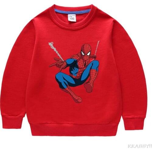 Spiderman Spring and autumn pure color new round collar hoodie children long sleeve cotton baby jacket for boys and girls