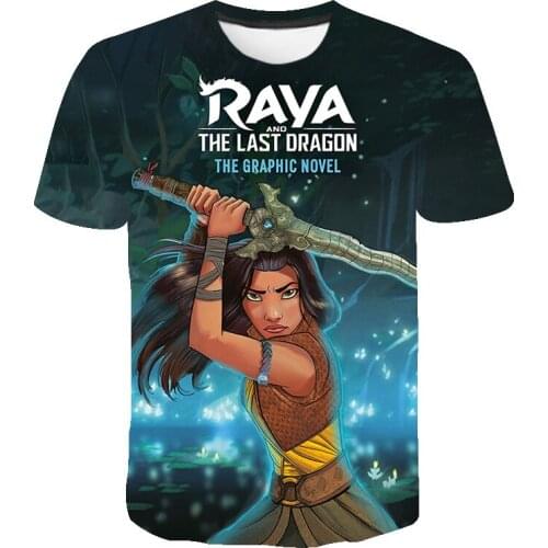 Disney Summer 3D Print T-shirt Anime Raya And The Last Dragon Tops Men Women Children Casual T Shirt Boy Girl Kids Cartoon Tee