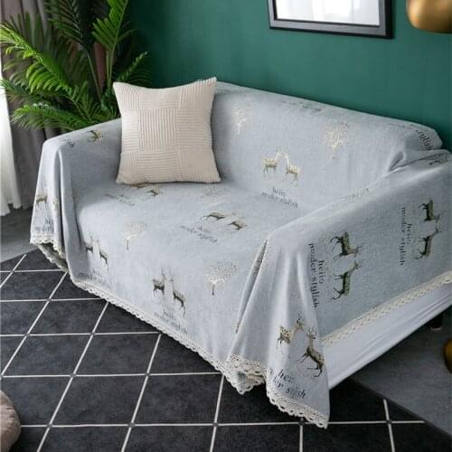 GY4085 Chenille Deer Geometry Deer Blanket Sofa Decorative Slipcover Stitching Blanket Rug