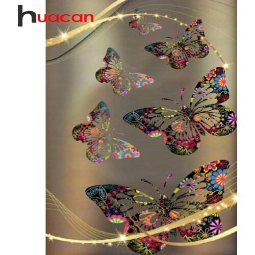 Huacan Diamond Painting Butterfly 5D Diamond Embroidery Animal Cross Stitch Mosaic Home Decoration Wall Stickers