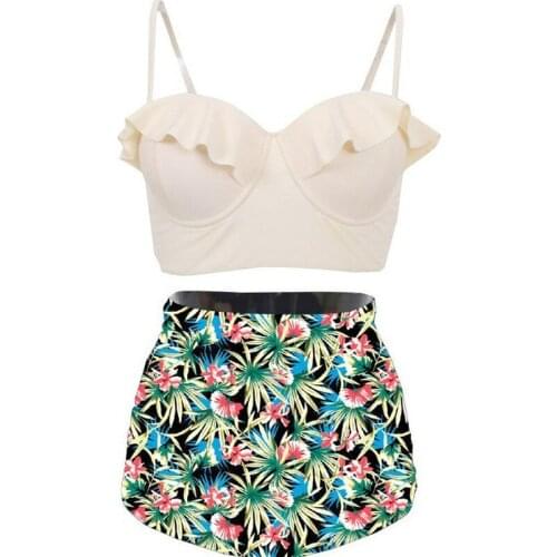 Bikini Set fashion Bathing Suit Women Swimming Swimsuit Beach Wear Underwire Woman Clothes Summer High waist Tight fitting print