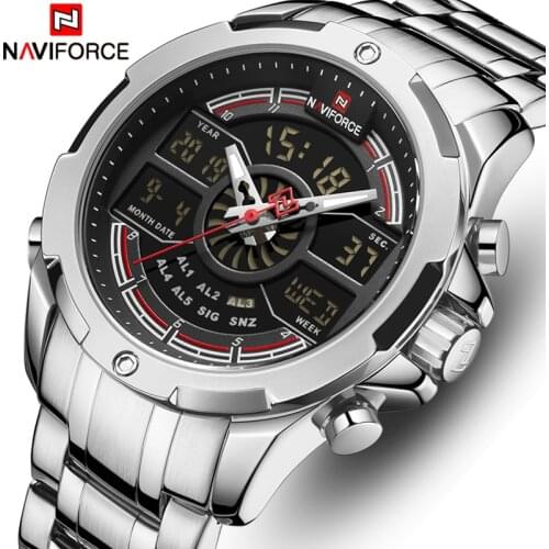 NAVIFORCE Men’s Watches Top Luxury Brand Stainless Steel Quartz Watch Men Waterproof Sports Wristwatch Clock Relogio Masculino