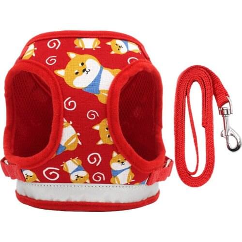 2021 new cartoon undershirt type dog sling reflective pet sling small and medium-sized dog pet leash