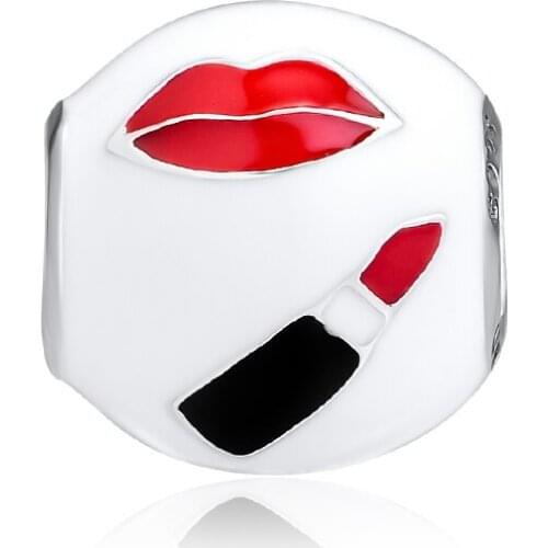 Fits for Pandora Charms Bracelets Necklaces 100% 925 Sterling Silver Jewelry Glamour Kiss Beads Free Shipping