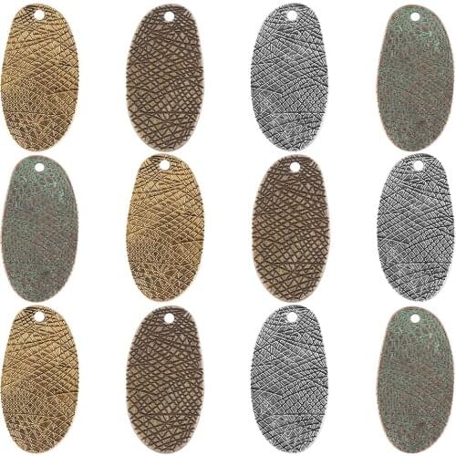 30Pcs/Lot Charms Alloy Oval Pendant 15x30mm Antique Silver Color For Making DIY Handmade Tibetan Earing Necklace Finding Jewelry