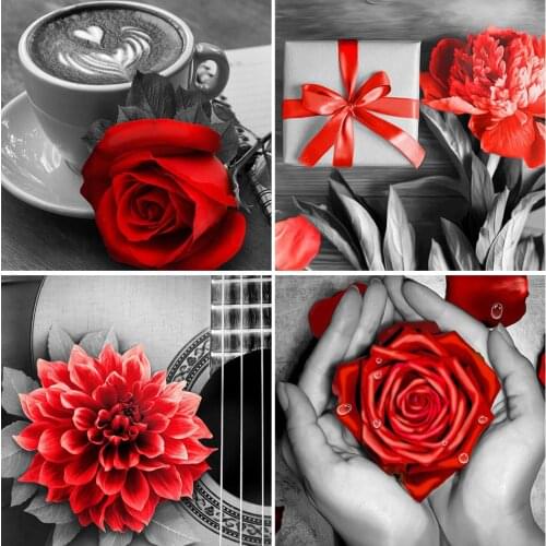 Full Diamond Embroidery Flowers Diamond Mosaic Picture of Rhinestones 5D Diamond Painting Red Rose Cross stitch Kits Decor Gift