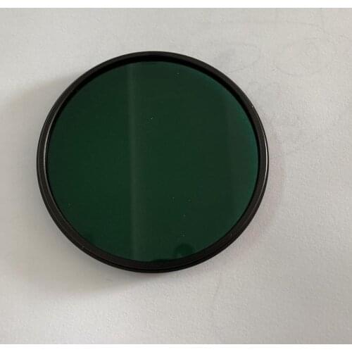 Optical glass LB4 77mm diameter rounded with metal ring green color filter glass