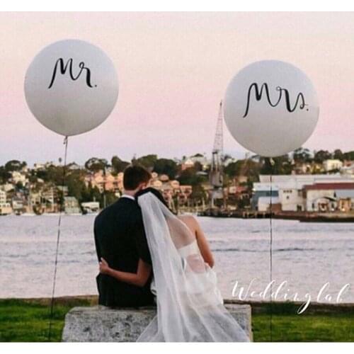 1pc 36inch Mr and Mrs Balloons White Round Latex Ballon Wedding Valentines Day Party Baloon Helium Air Globos Supplies