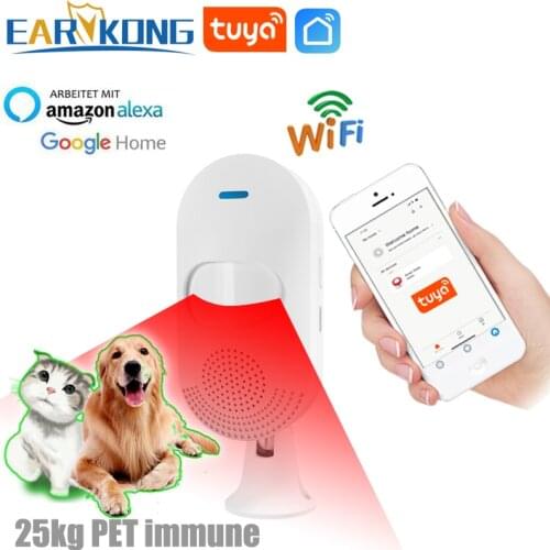 Tuyasmart WiFi Motion Alarm System Infrared Sensor 25kg Pet Immune Motion Detector Sound Alarm APP Remote Control