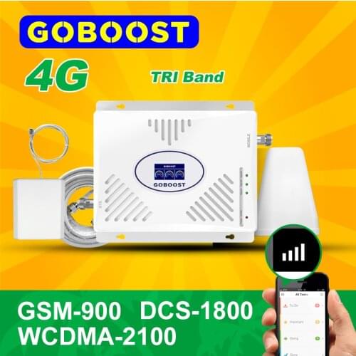 GOBOOST 4g Gsm Signal Booster Tri Band Full Coverage Mhz Repeater For Mobile Cellular 2G 3G Amplifier Yagi Antenna Booster a Set