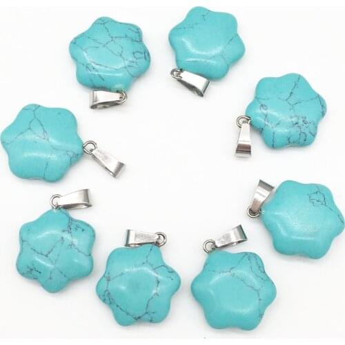 1Pcs fashion mixed Blue Turquoise natural stone pendant charms pendants Necklaces for DIY accessories making
