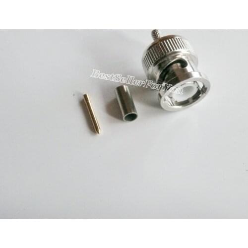 10Pcs Connector BNC Male Plug Crimp Solder Straight RF Connector For Coaxial Cable RG316 RG174 LMR100