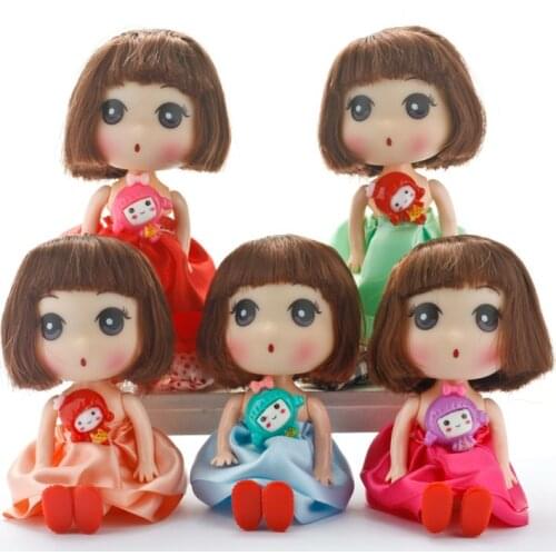 12CM Cartoon Girl Student Head Princess bride confused doll fat baby key chain bag pendant wedding dress creative gift doll toy