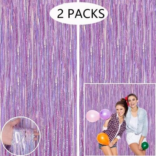 2 Pack Tinsel Foil Fringe Curtains Bachelorette Party Backdrop Foil Curtain Birthday Mothers Day Baby Shower Photo Booth Props
