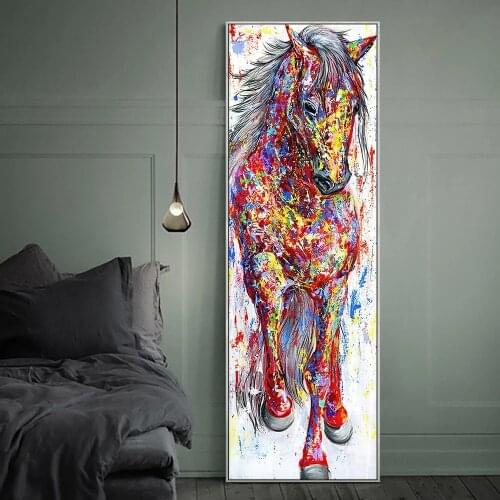 Abstract Horse Oil Paintings on Canvas Animal Wall Posters and Prints The Standing Horse Pictures For Modern Home Decoration