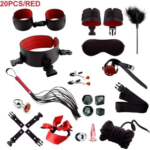 Exotic Sex Products For Adults Games Leather Bondage BDSM Kits Handcuffs Sex Toys Whip Gag Tail Plug Women Sex Accessories