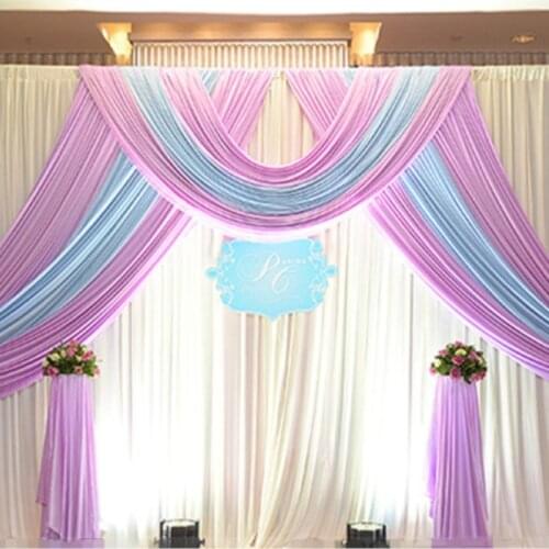 White Wedding Backdrop with Lilac and Tiffany Swags Wedding Decoration
