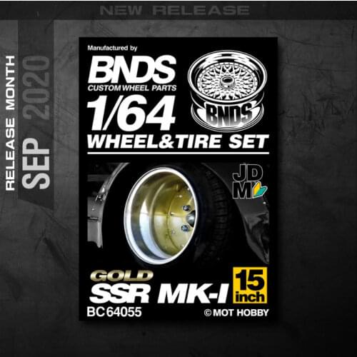 BNDS 1:64 Metal Wheels Rubber Tire by MK-1 SSR Hot Assembly Rim Custom Modified Parts JDM Model Car Vehicle 4pcs Set Toy