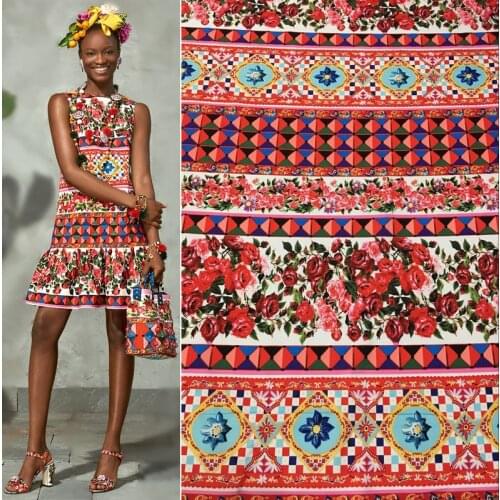 70x142cm Customized natural 100% cotton fabric cloth rose printed clothing handmade DIY dress shirt childrens fabric