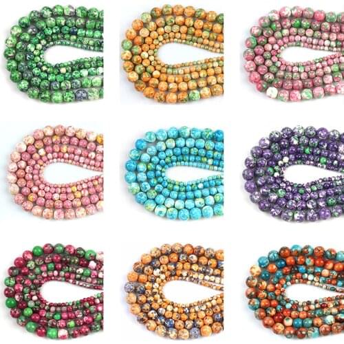 Natural Colorful Rain Jaspers Round Beads Loose Stone Beads 15''4/6/8/10/12mm For DIY Jewelry Making Charms Bracelet