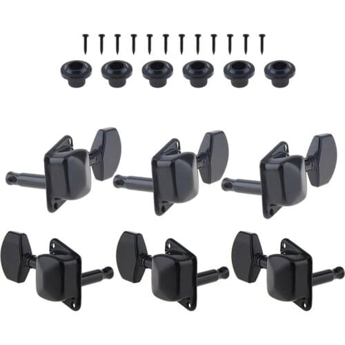 6pcs Black Guitar Tuning Pegs Aluminum Alloy 3R+3L Semi-closed Machine Heads Tuners for Acoustic Folk Guitar Accessories