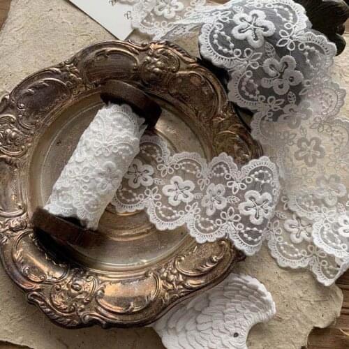 Double side mesh Embroidered Lace Trim, Handmade DIY Clothes Lace Fabric Accessories Width6cm 3Yard/lot