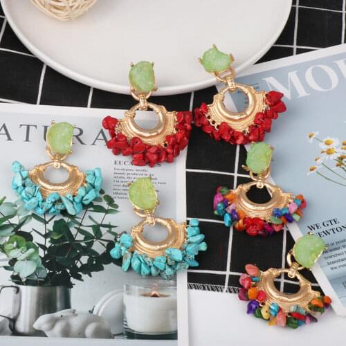 FASHIONSNOOPS ZA New Design Metal Resin Pendant Earrings Fashion Jewelry Bohemian Dangle Drop Earrings For Women Girls 2019