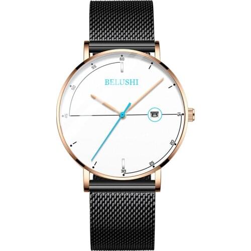 Personalise Creativity Design Men Watch 2020 Fashion Minimalist Fashion Simple Black Steel Mesh Band Date Wrist Watch Male Gifts