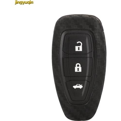 Jingyuqin 30pcs Remote Car Key Carbon Silicone Case Cover For Ford Focus F150 Escort Everest Explorer Kuga Taurus 2017 3 Buttons