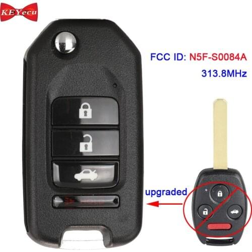 KEYECU for Honda Civic 2006 2007 2008 2009 2010 2011 Upgraded Remote Key Fob N5F-S0084A 313.8MHz 3+Panic Button