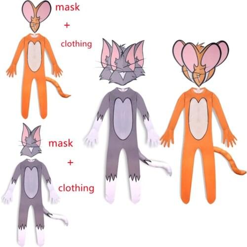 Boys Girls Jumpsuit with Mask Set Halloween Costumes Kids Anime Cat Cosplay Costume Cartoon Disfraces Carnival Party Clothing