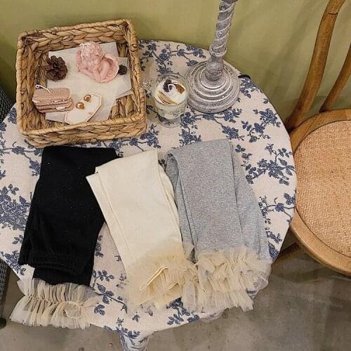 Girls' Leggings 2021 Spring and Autumn Outerwear Thin Childrens Casual Pants Korean Style Baby Girl Mesh Princess Leggings 2-8Y